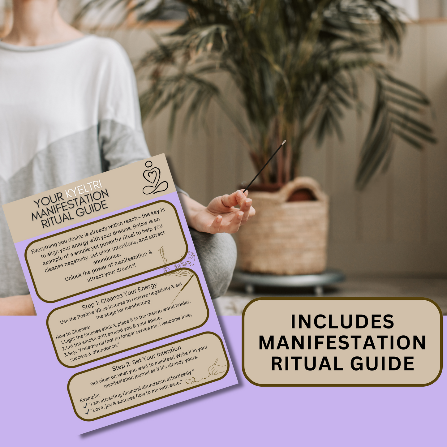 Manifestation Positive Gift Set with Manifesting Journal, Satya Incense Sticks, x7 Chakra Candles, Rose Quartz Bracelet, Incense Stick Holder and Jewel Pen