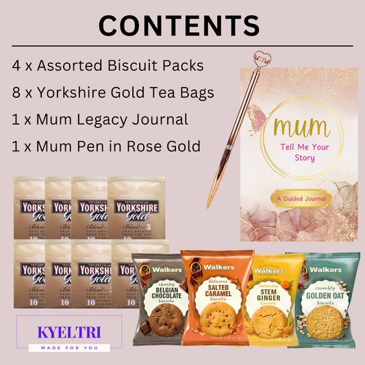 Mum I Want To Hear Your Story, Guided All About Mum Book Journal with Tea and Biscuits Gift Set Presents For Mum