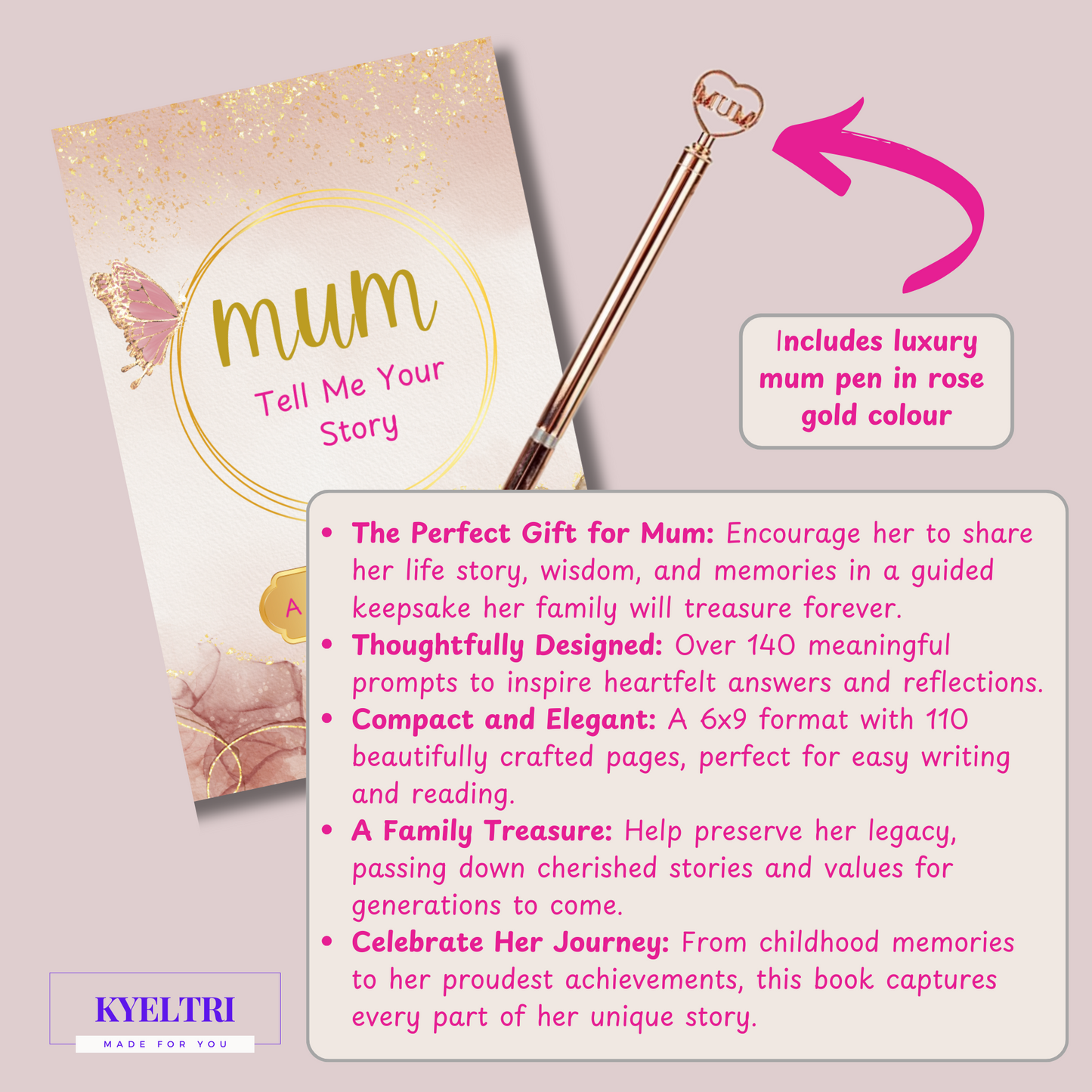 Mum I Want To Hear Your Story, Guided All About Mum Book Journal with Tea and Biscuits Gift Set Presents For Mum
